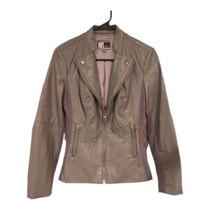 Kut from the Kloth gray faux vegan leather jacket sz S